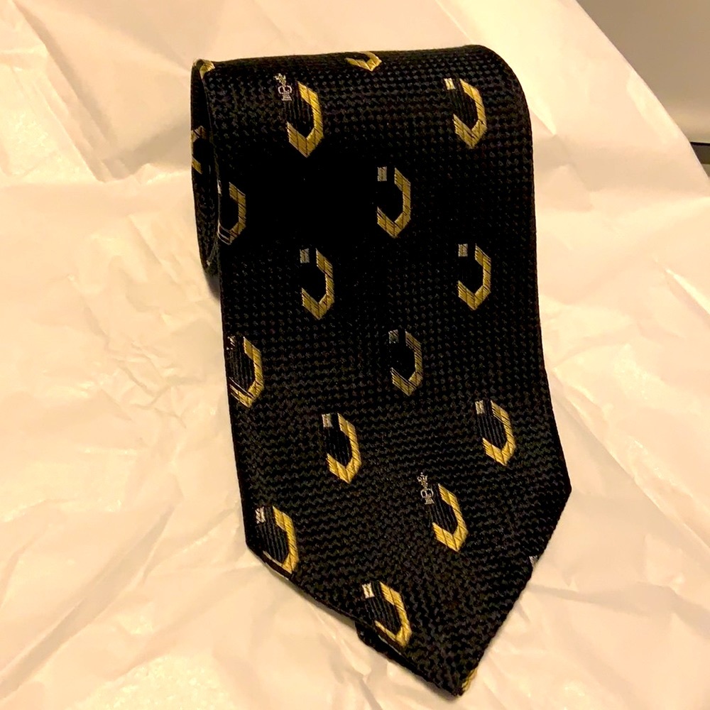 - LANVIN PARIS MENS BLACK GOLD NECK TIE MINT
